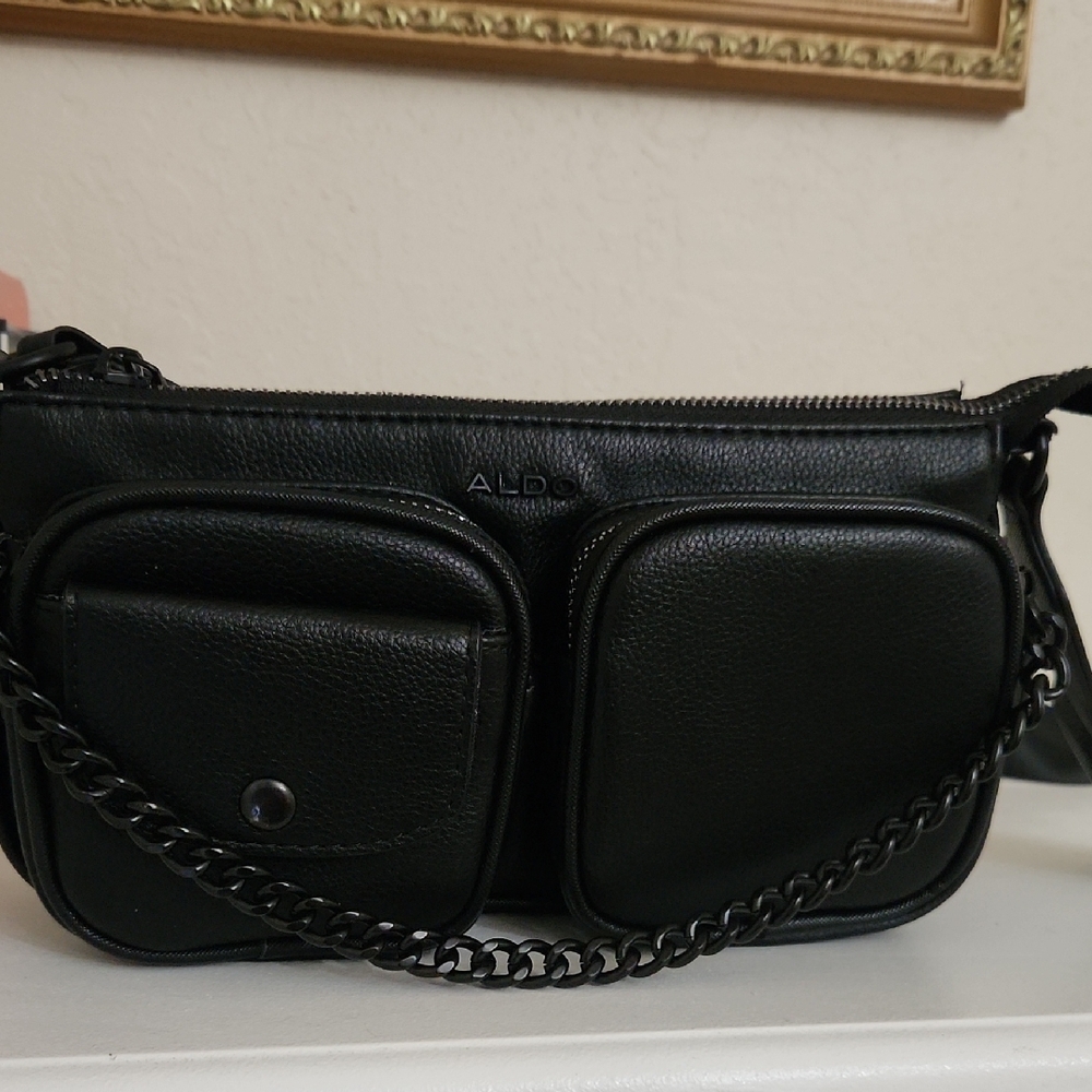 Aldo Black Crossbody Bag with Chain Strap